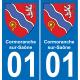 01 Pau autocollant sticker plaque immatriculation auto ville