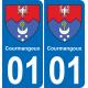 01 Courmangoux autocollant sticker plaque immatriculation auto ville