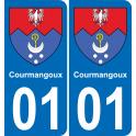 01 Courmangoux autocollant sticker plaque immatriculation auto ville