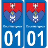 01 Courmangoux placa etiqueta de registro de la ciudad