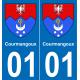 01 Courmangoux placa etiqueta de registro de la ciudad
