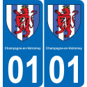 01 Champagne-en-Valromey sticker plate registration city