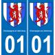 01 Champagne-en-Valromey autocollant sticker plaque immatriculation auto ville