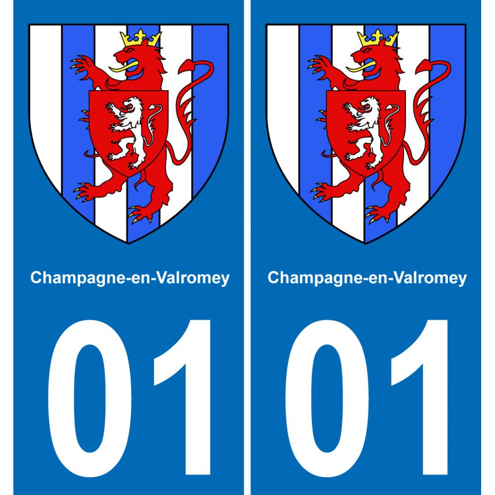 01 Champagne-en-Valromey sticker plate registration city