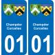 01 Champdor-Corcelles autocollant sticker plaque immatriculation auto ville