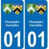 01 Champdor-Corcelles placa etiqueta de registro de la ciudad
