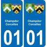 01 Champdor-Corcelles sticker plate registration city