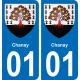 01 Chanay autocollant sticker plaque immatriculation auto ville