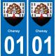 01 Chanay autocollant sticker plaque immatriculation auto ville