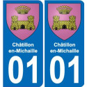 01 Châtillon-en-Michaille placa etiqueta de registro de la ciudad