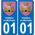01 Châtillon-en-Michaille autocollant sticker plaque immatriculation auto ville