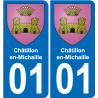 01 Châtillon-en-Michaille autocollant sticker plaque immatriculation auto ville