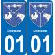 01 Pau autocollant sticker plaque immatriculation auto ville