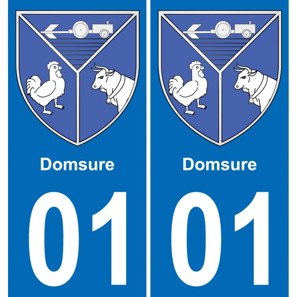 01 Domsure autocollant sticker plaque immatriculation auto ville