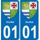 01 Pau autocollant sticker plaque immatriculation auto ville