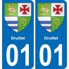 01 Pau autocollant sticker plaque immatriculation auto ville
