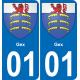 01 Gex autocollant sticker plaque immatriculation auto ville