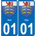 01 Gex autocollant sticker plaque immatriculation auto ville