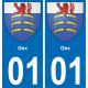 01 Pau autocollant sticker plaque immatriculation auto ville