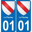 01 Le Plantay autocollant sticker plaque immatriculation auto ville