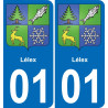 01 Lélex autocollant sticker plaque immatriculation auto ville