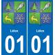 01 Lélex autocollant sticker plaque immatriculation auto ville