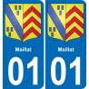 01 Pau autocollant sticker plaque immatriculation auto ville
