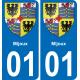01 Mijoux autocollant sticker plaque immatriculation auto ville