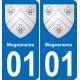 01 Mogneneins autocollant sticker plaque immatriculation auto ville