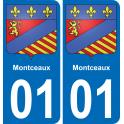 01 Montceaux autocollant sticker plaque immatriculation auto ville