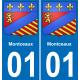01 Montceaux autocollant sticker plaque immatriculation auto ville
