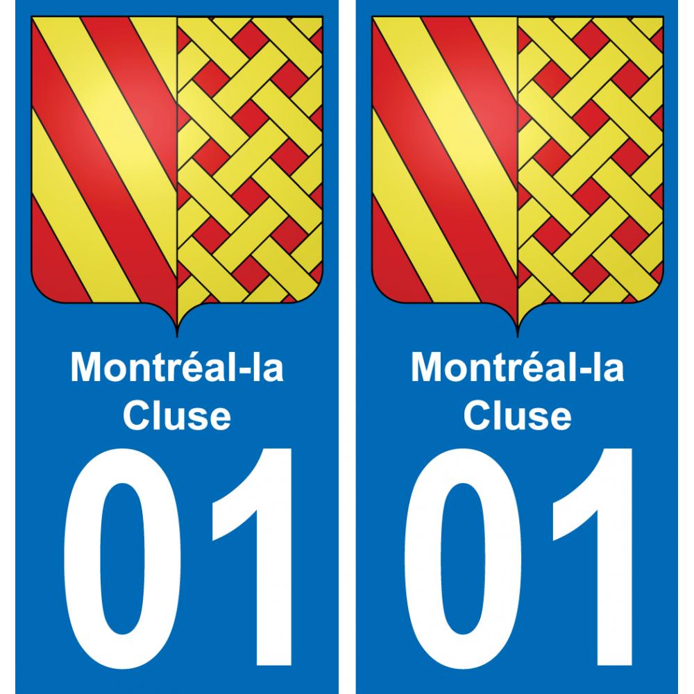 01 Montréal-la-Cluse autocollant sticker plaque immatriculation auto ville