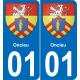 01 Pau autocollant sticker plaque immatriculation auto ville