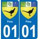 01 Pizay autocollant sticker plaque immatriculation auto ville