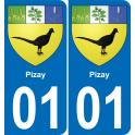 01 Pizay autocollant sticker plaque immatriculation auto ville
