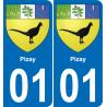 01 Pizay autocollant sticker plaque immatriculation auto ville