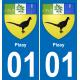 01 Pizay autocollant sticker plaque immatriculation auto ville