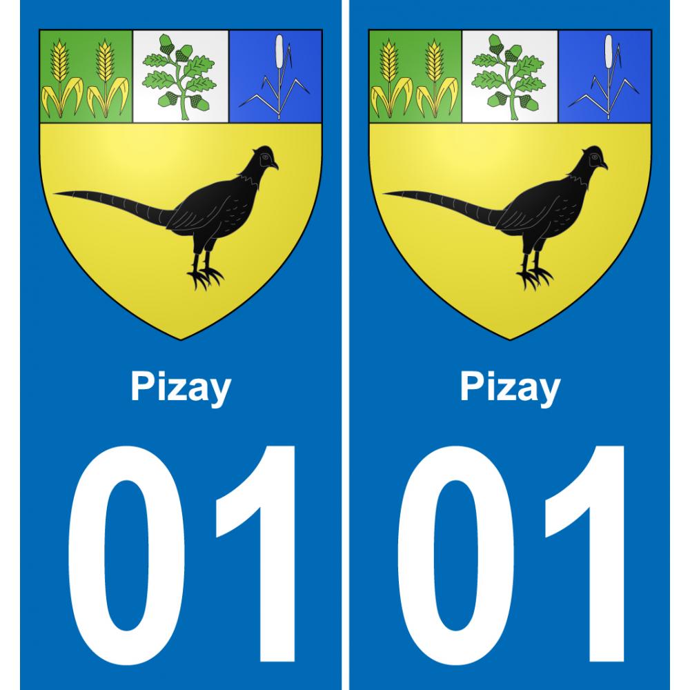 01 Pizay autocollant sticker plaque immatriculation auto ville