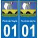 01 Pont-de-Veyle autocollant sticker plaque immatriculation auto ville