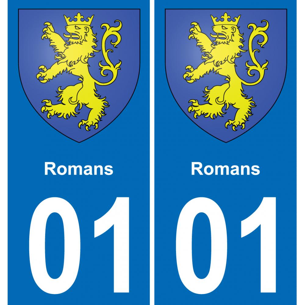 01 Romans autocollant sticker plaque immatriculation auto ville