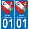 01 Sainte-Euphémie autocollant sticker plaque immatriculation auto ville