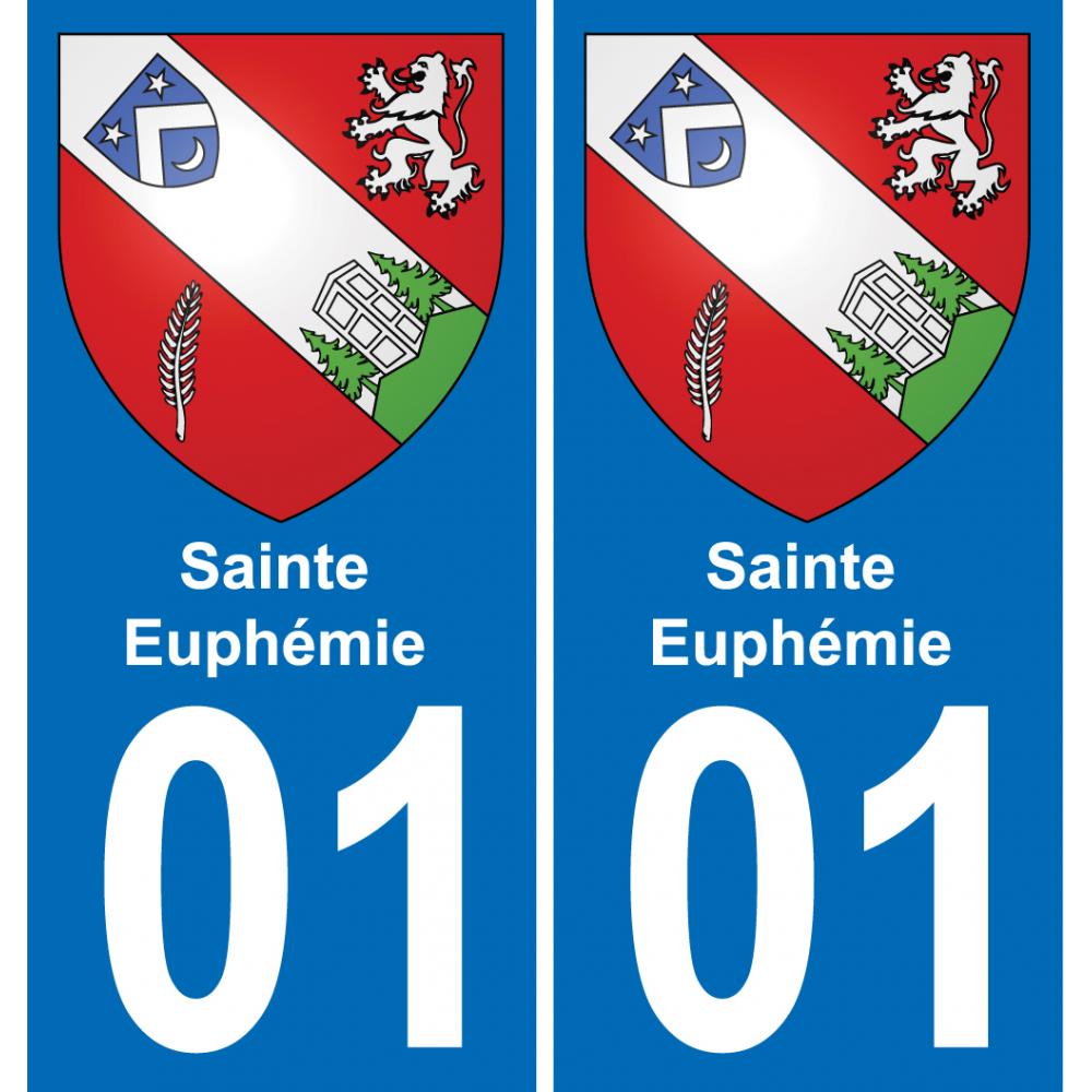 01 Sainte-Euphémie autocollant sticker plaque immatriculation auto ville