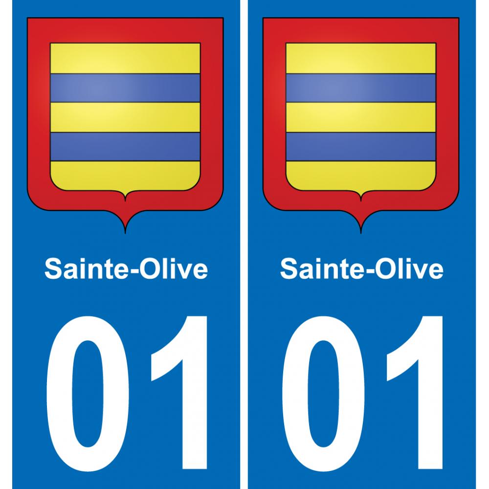 01 Sainte-Olive autocollant sticker plaque immatriculation auto ville