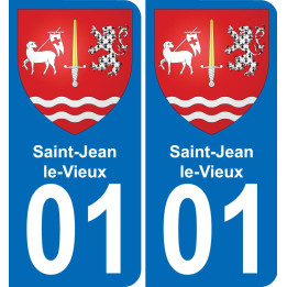 01 Saint-Jean-le-Vieux placa etiqueta de registro de la ciudad