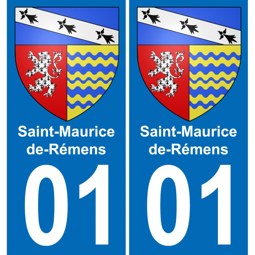 01 Saint-Maurice-de-Rémens autocollant sticker plaque immatriculation auto ville