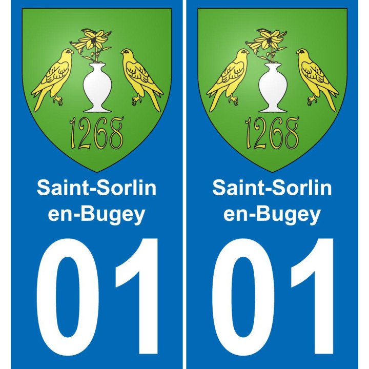 01 Saint-Sorlin-en-Bugey autocollant sticker plaque immatriculation auto ville
