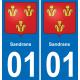 01 Sandrans autocollant sticker plaque immatriculation auto ville