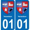 01 Pau autocollant sticker plaque immatriculation auto ville
