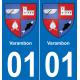 01 Varambon autocollant sticker plaque immatriculation auto ville