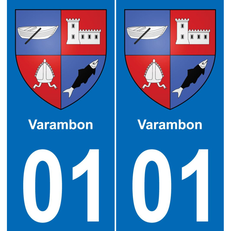 01 Varambon autocollant sticker plaque immatriculation auto ville